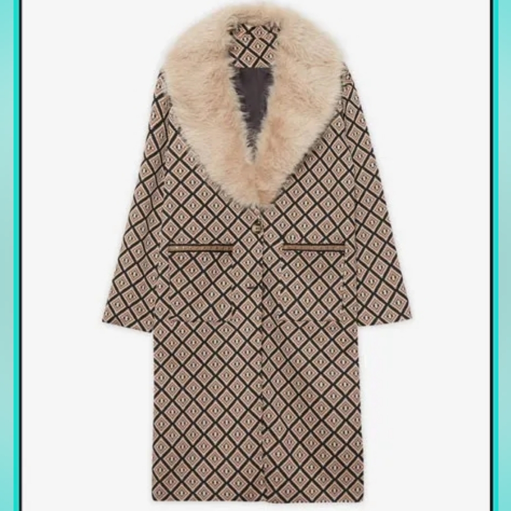 NWT NEKANE | $225 Jacquard Removable Collar Coat - Picture 5 of 5